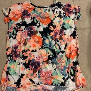 Flowy floral shirt with crisscross detail in back